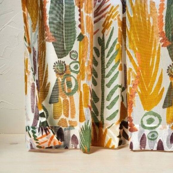 1pc 84"x54" Sheer Burnout Window Curtain Panel - O Brown - Picture 2 of 4